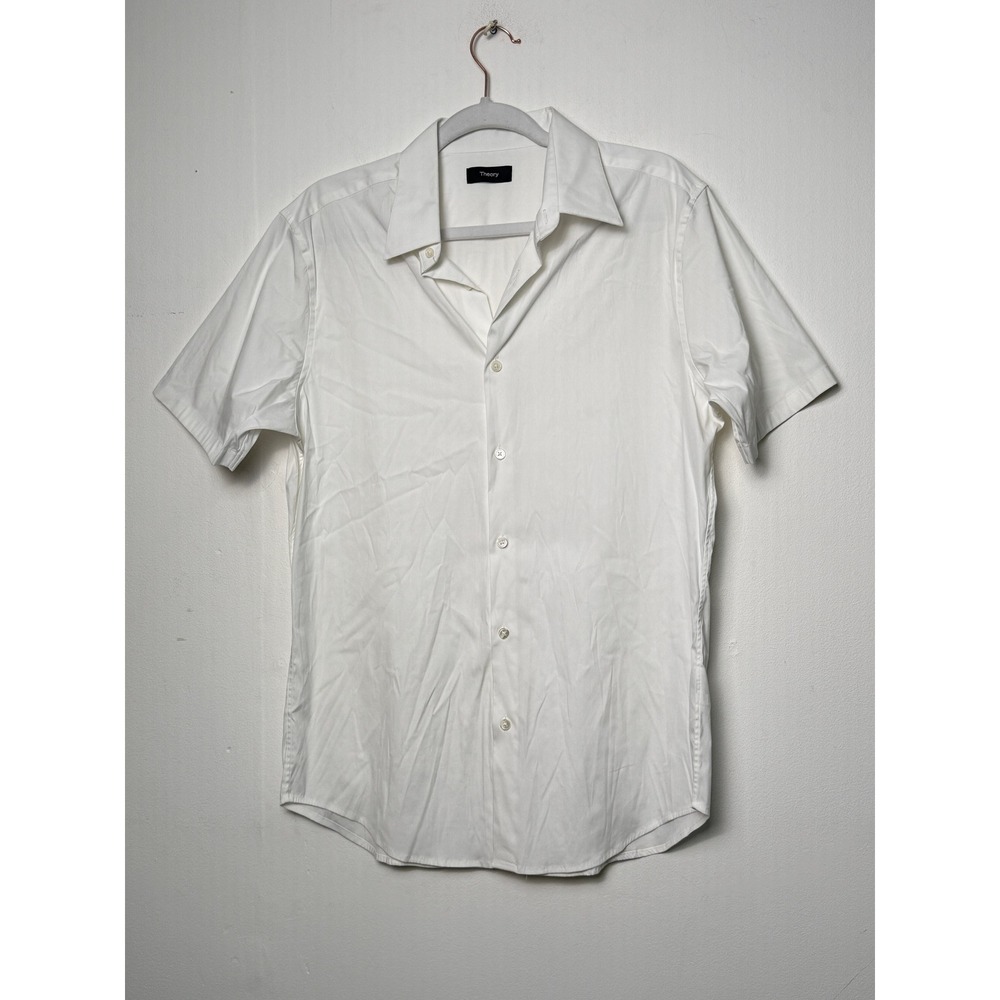 Theory White Short Sleeve Button Down Shirt Mens Size M Sylvain S Wealth